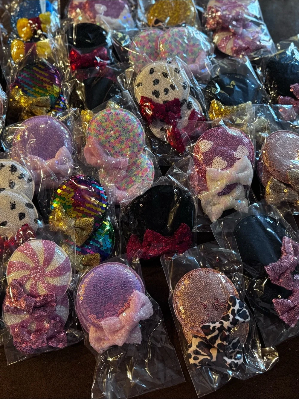 New! Bulk Lot of 29 Sets Minnie Ear Hair Clips with Bows-Wholesale Pricing