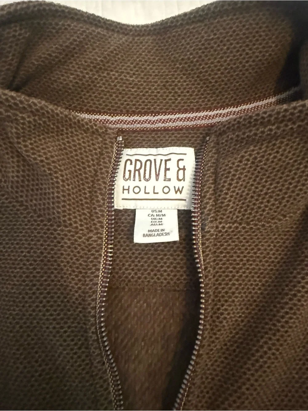 Grove and hollow brown zip