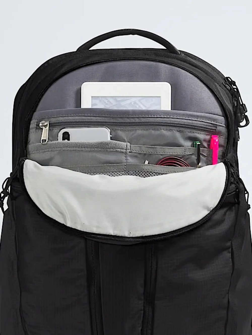 The North Face Black Surge Backpack with Front Organizer Pockets