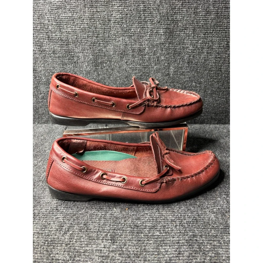 Mountain Creek Mens Leather Boat Shoes Loafers Brown Moc Toe 5459 Size 10.5