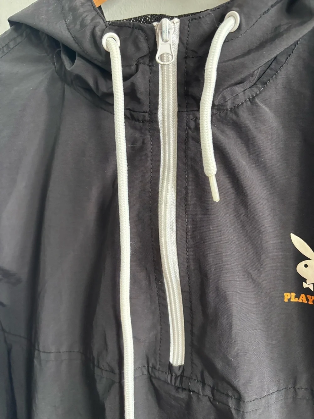 PacSun x Playboy Quarter-Zip Hooded Windbreaker Jacket Black – Unisex LARGE
