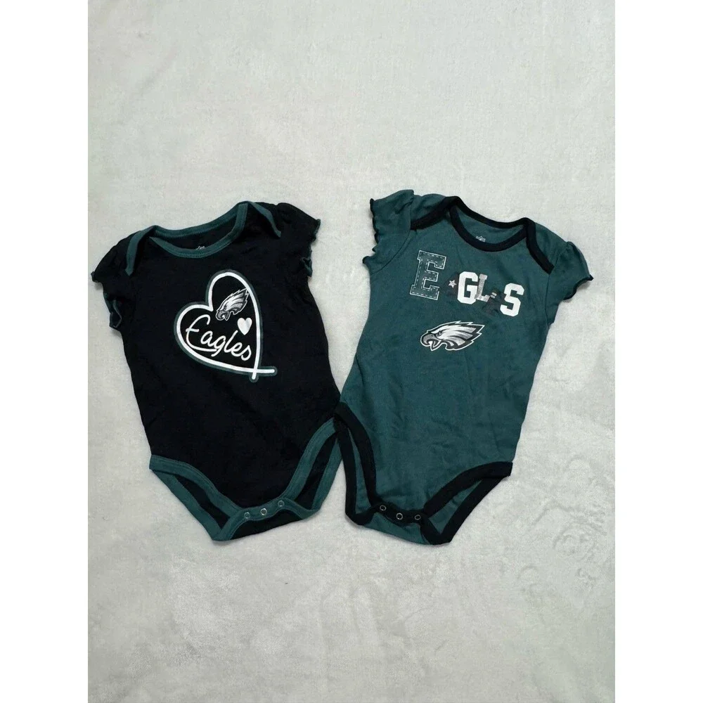 Philadelphia Eagles Baby Jersey 12 Months Lot of 2 NFL Team Apparel Infant Girl
