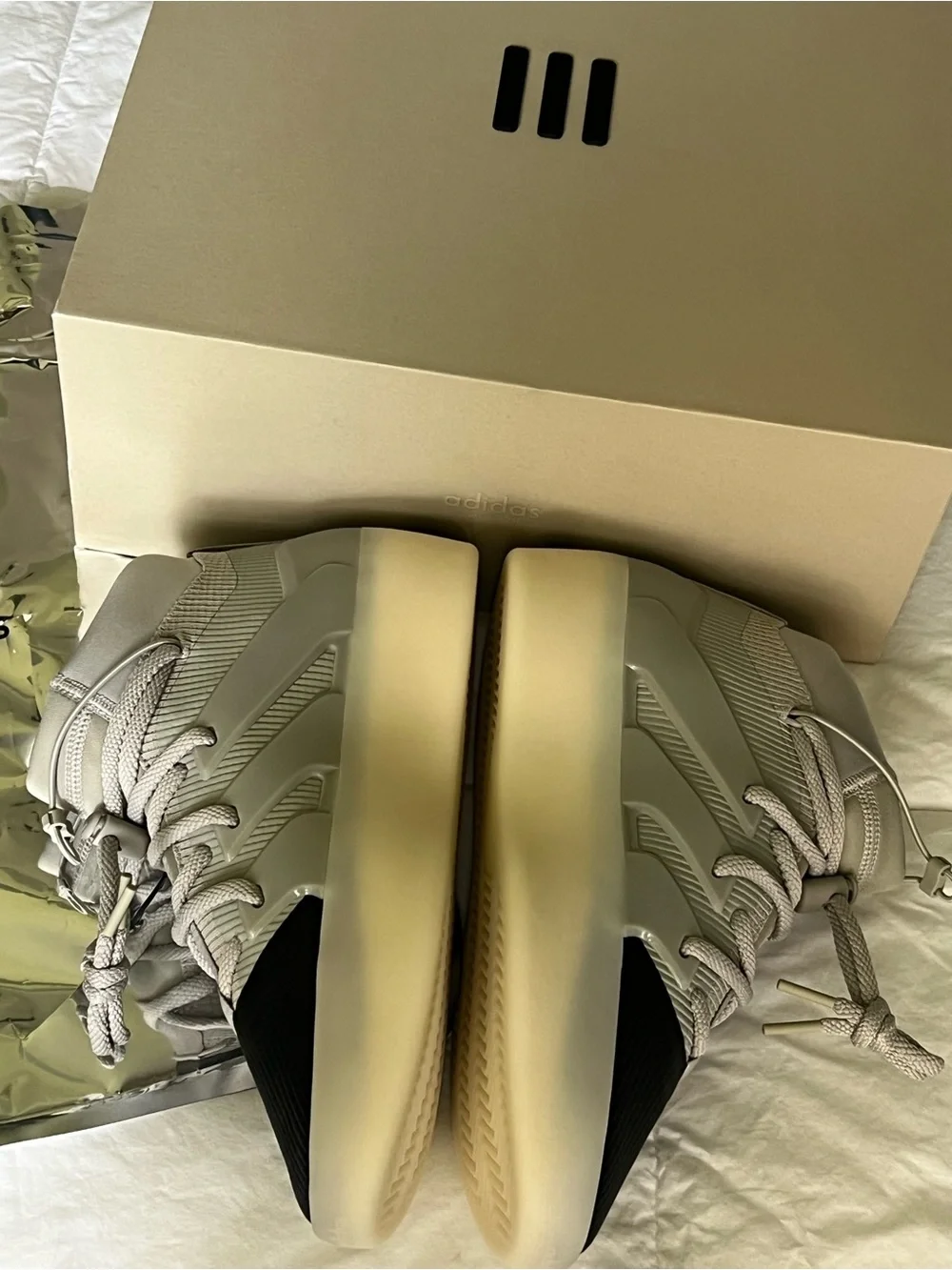 adidas x Fear of God White Sneakers with Black Logo Patch