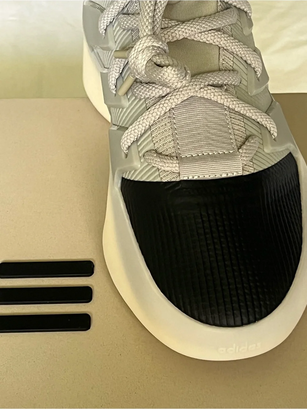 adidas x Fear of God White Sneakers with Black Logo Patch