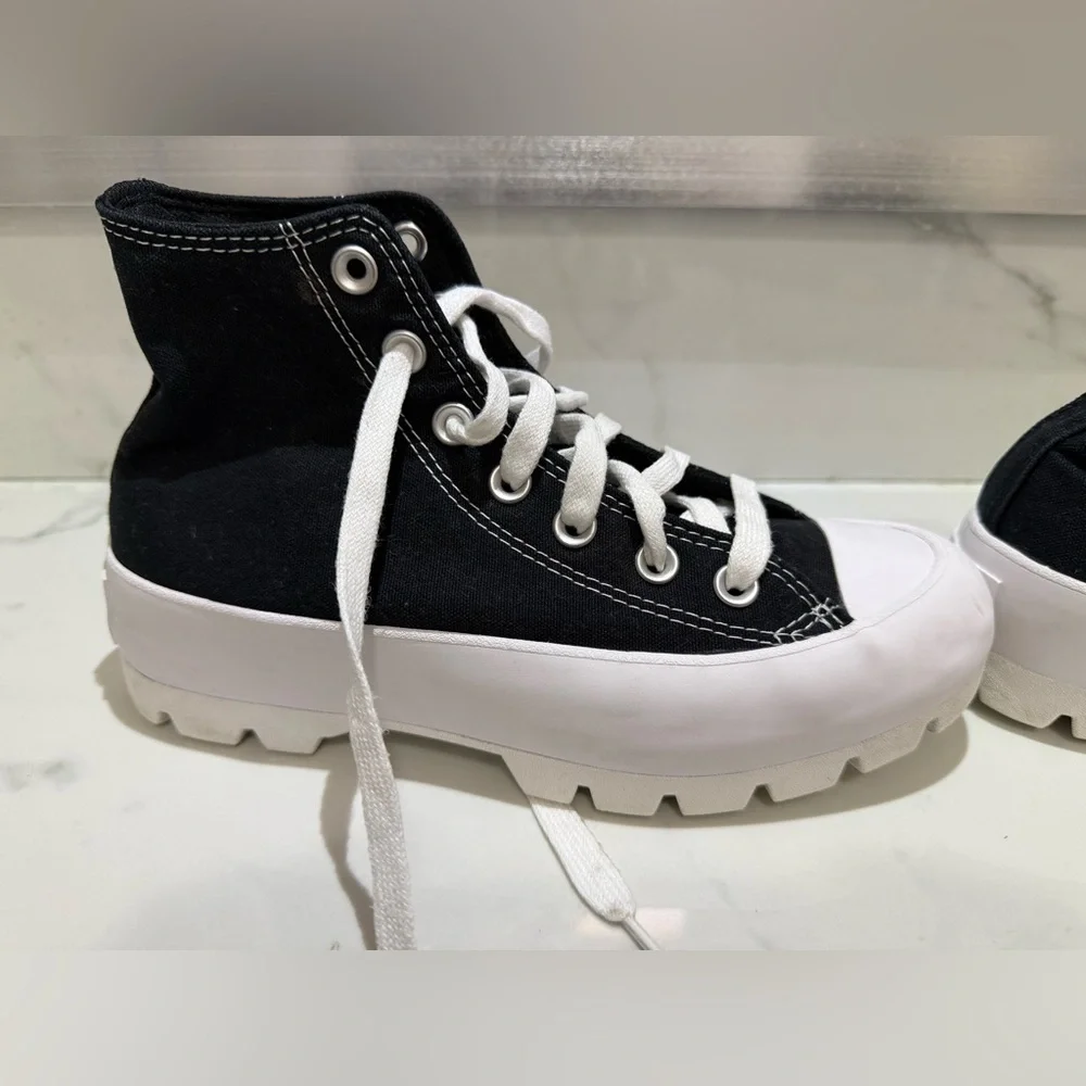Converse Black Canvas Platform Sneakers