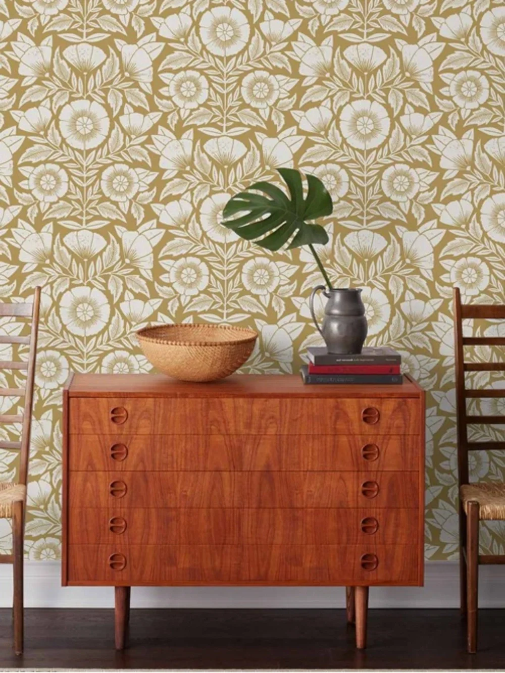 Hygge & West Conservatory Floral Wallpaper in Bronze and Cream