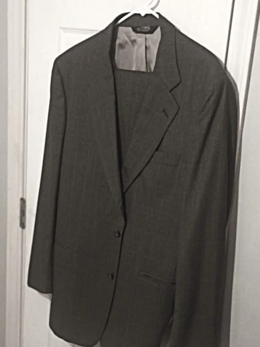 Joseph A. Bank Men Grayish Brown Plaid Glen 2 Piece Suit  42L