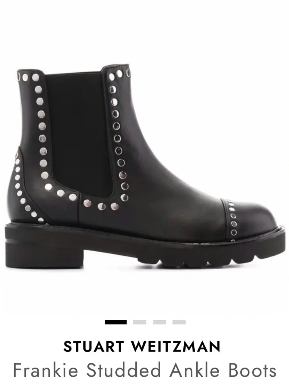 Stuart Weitzman Frankie Studded Chelsea Lug Ankle Boots in black