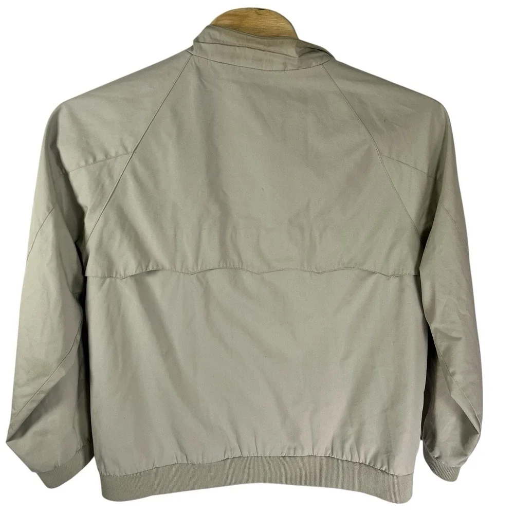 Izod Men XL Vintage Khaki/Plaid Lining Cotton/Polyester Harrington Jacket