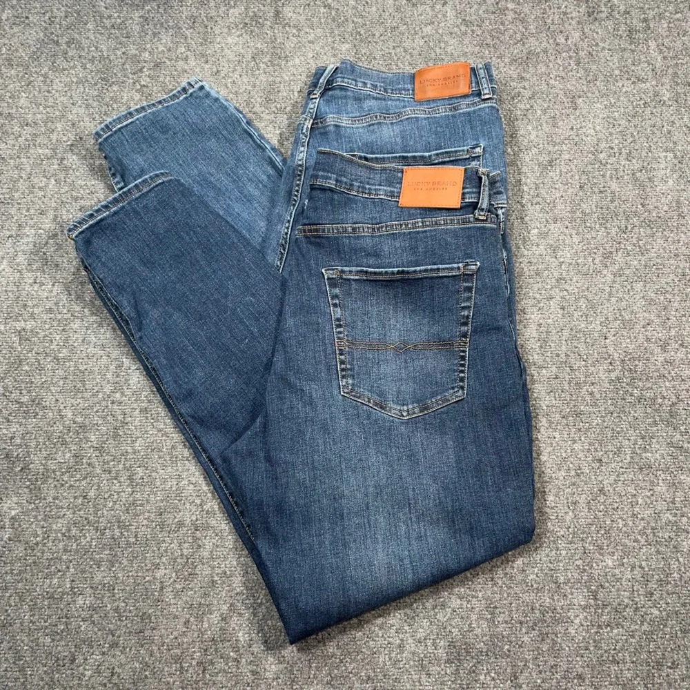 Lot of 2 Lucky Brand 412 Athletic Slim Jeans Mens 38x32 Stretch Denim Blue