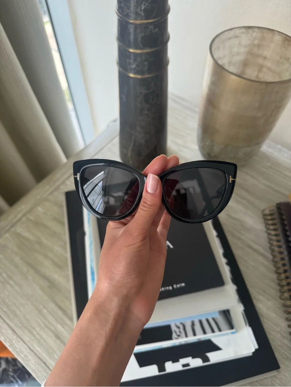 Tom Ford Anya Cat-Eye Sunglasses with Dark Lenses
