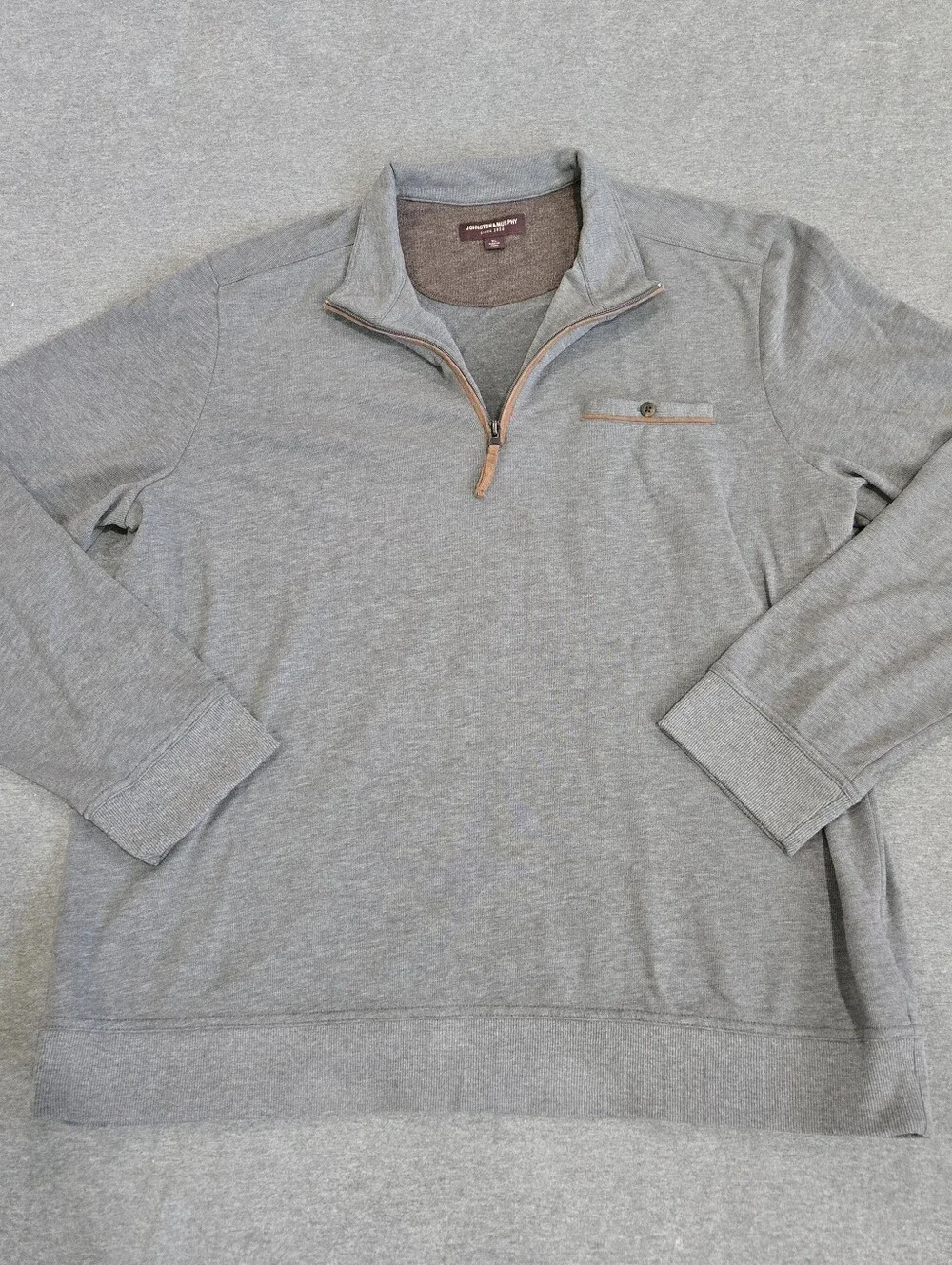 Johnston & Murphy 1/4 Zip Pullover XL Chest Pocket Made In Peru Business Casual