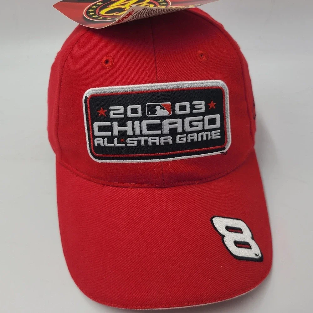 Vintage Dale Earnhardt Jr Hat Red NASCAR #8 MLB 2003‎ Chicago All Star Game Men
