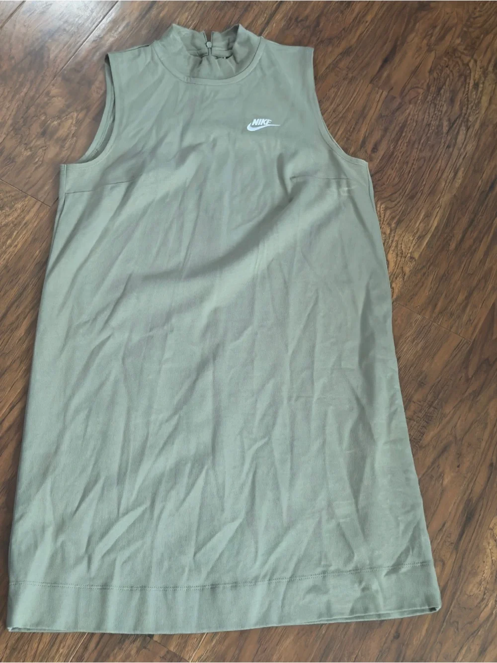 Nike Olive Green Sleeveless Mini Dress with High Neck