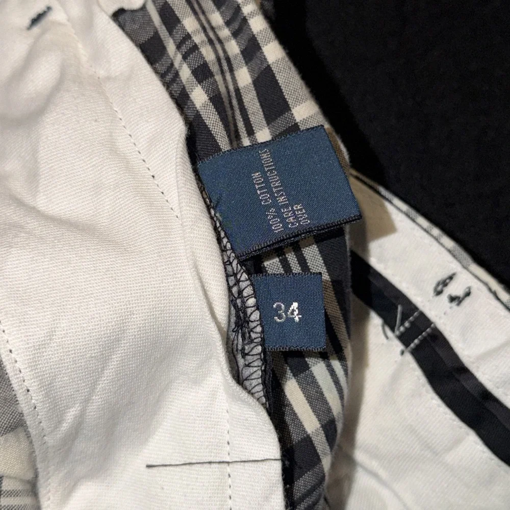 Polo Ralph Lauren Men's Bermuda Black &white Plaid Mens 34