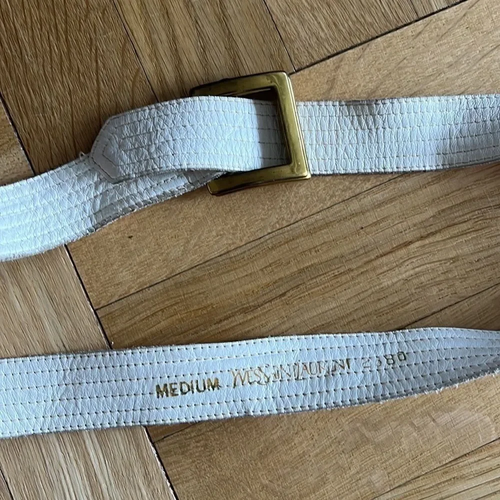 Vintage YSL white and gold waist belt