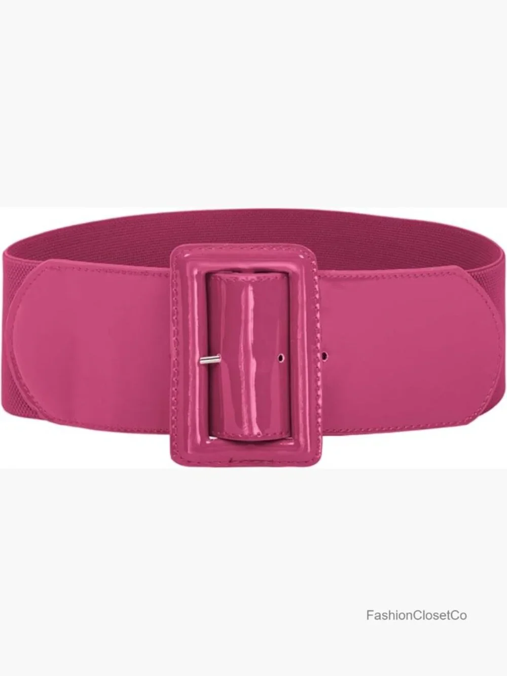 3 Inch Wide Stretchy Elastic Belt with Chunky Buckle for Dresses