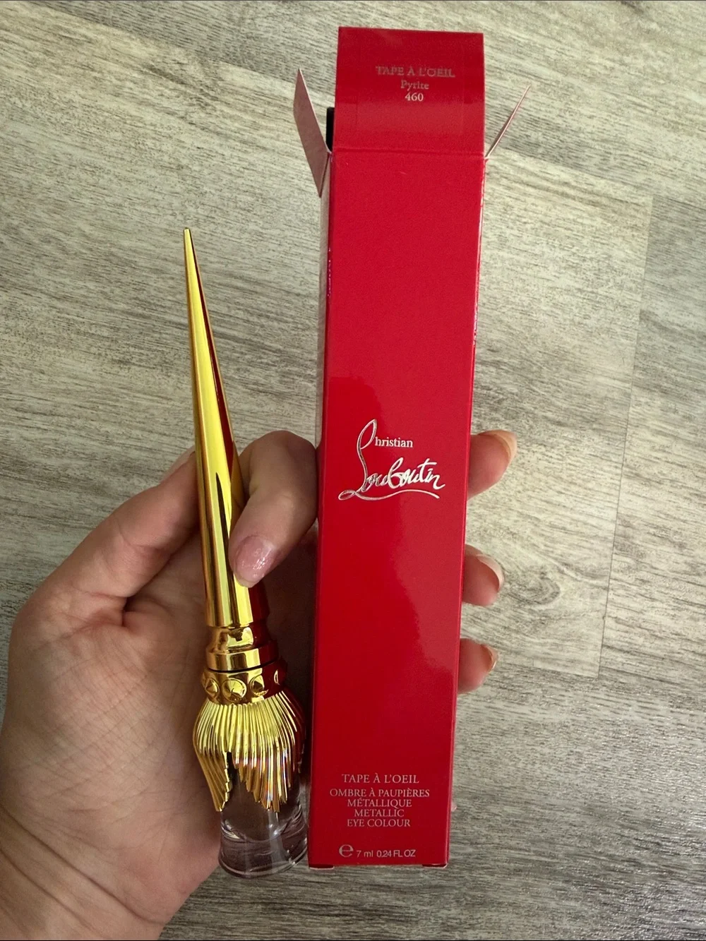 Christian Louboutin Gold Metallic Spike Liquid Eye Color with Red Box