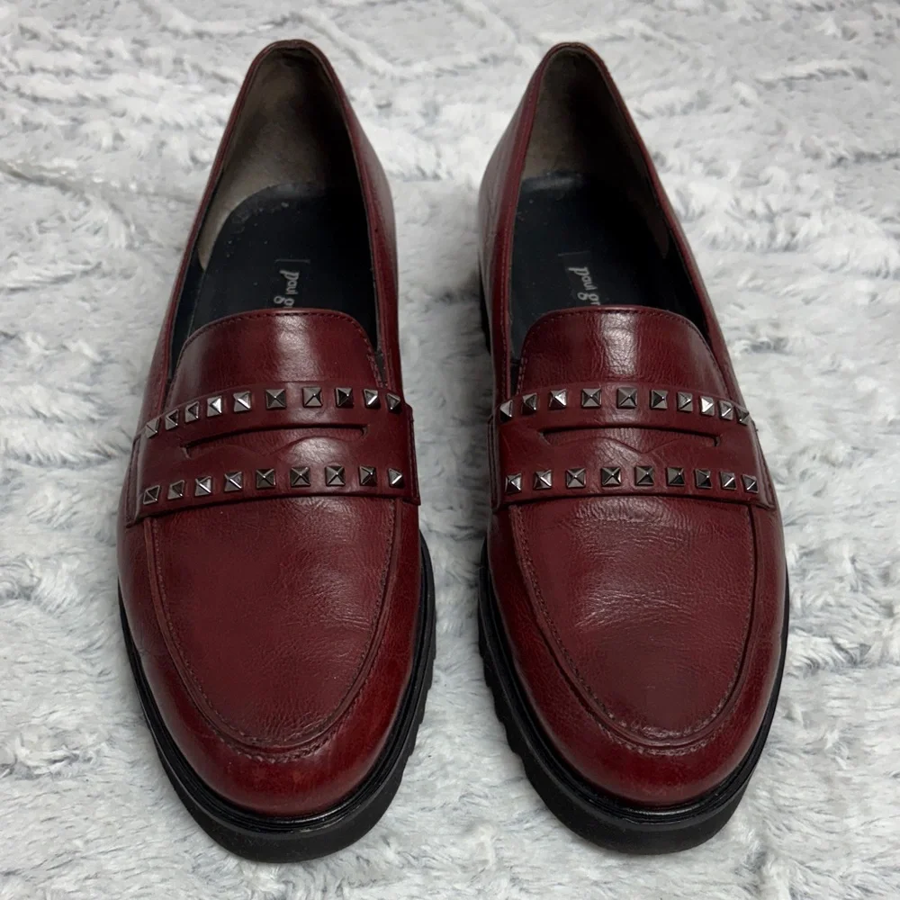 Paul Green Studded Burgundy Loafers size 7.5 (5)
