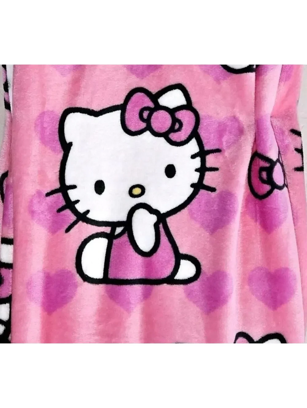 Sanrio Hello Kitty Plush Throw Blanket 50”x70” Pink Bows And Hearts Valentines