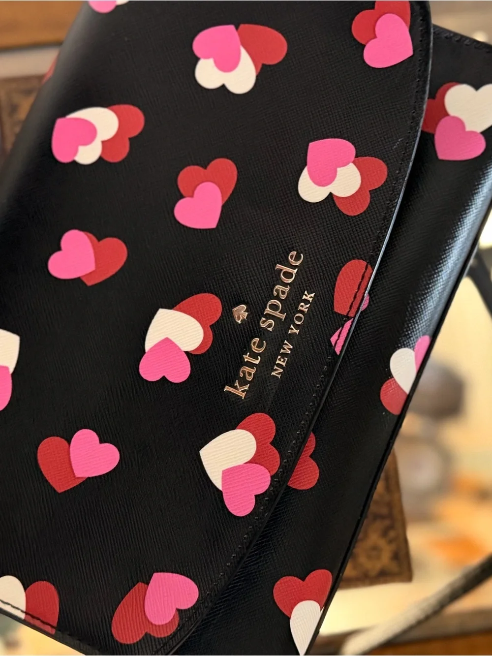 Kate Spade Carson Flutter Hearts Crossbody Silver Chain Leather Purse Feminine