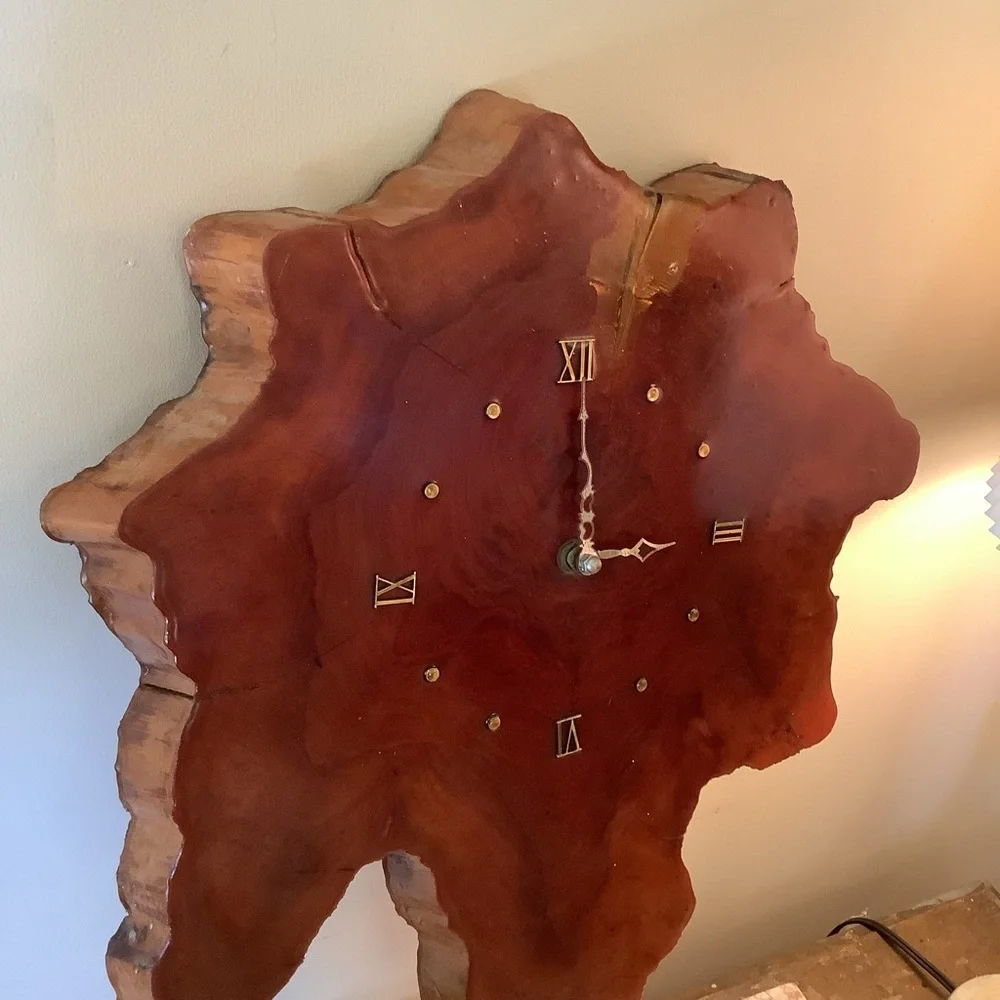 Vintage Wood Slab Live Edge Handcrafted Wooden Clock