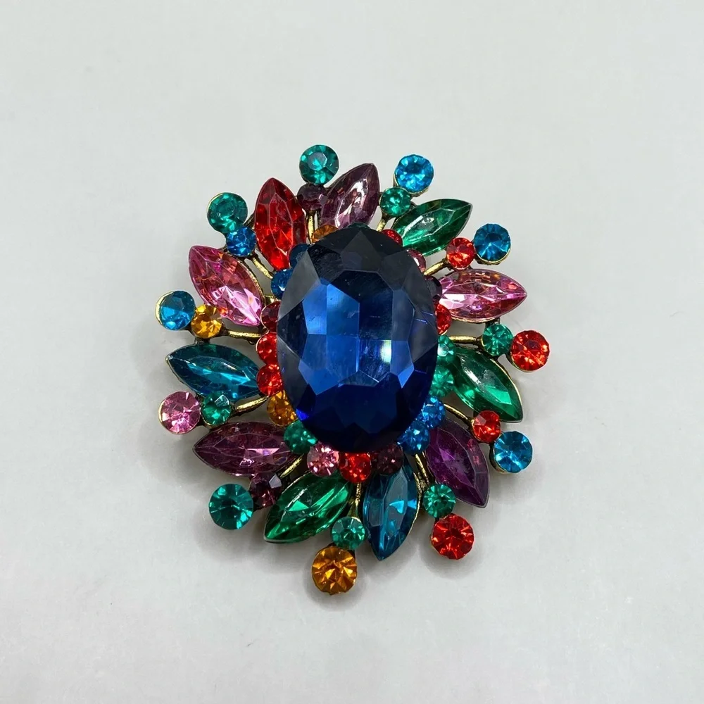 Colorful Vintage Rhinestone Statement Brooch