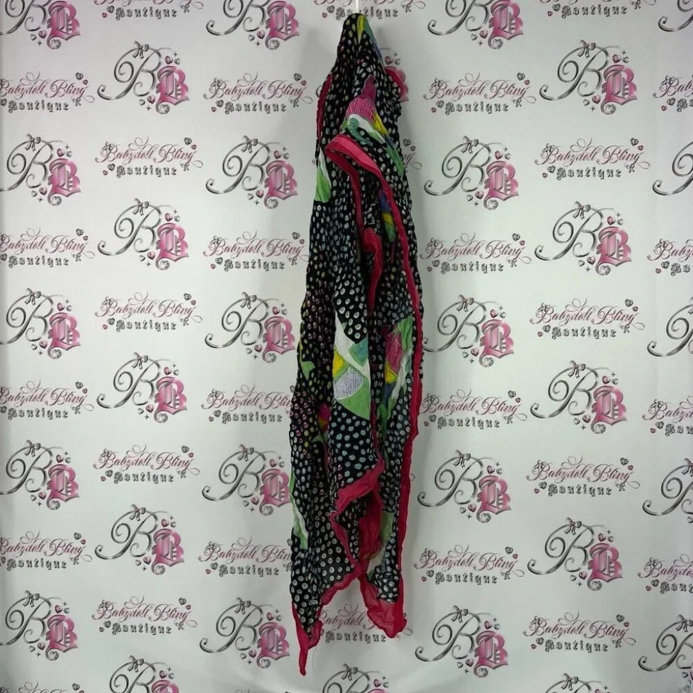 Scarf dolphins shark water life fish scarve Polka Dot Scarf with Pink Trim