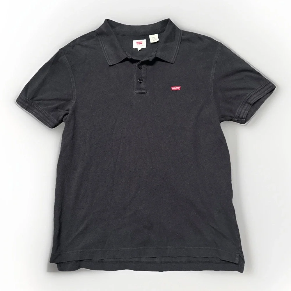 Levi's Men's Black Polo Shirt Medium Collared‎ Casual