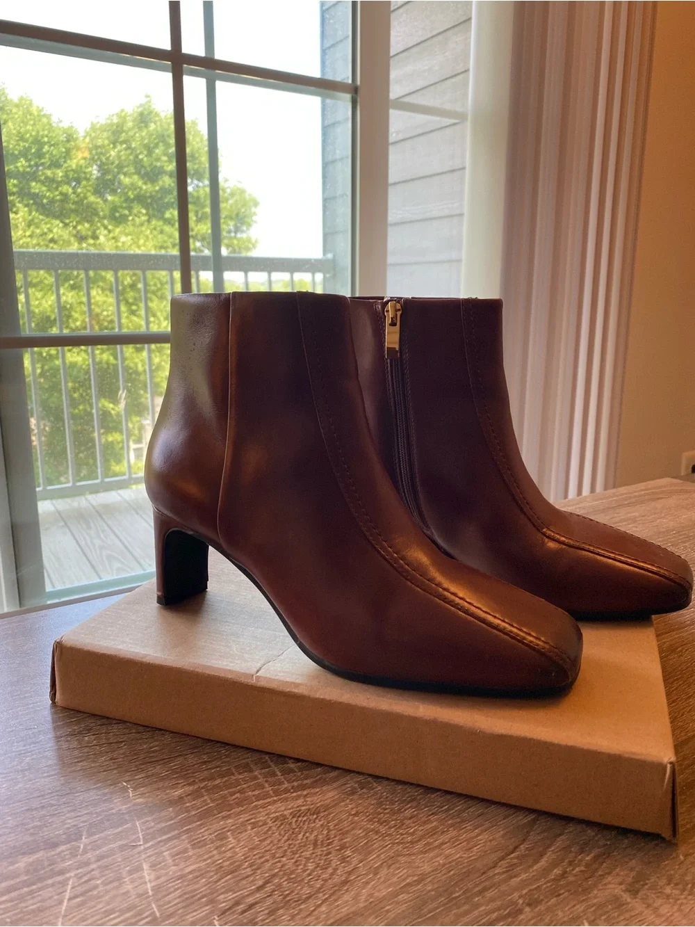 Clarks Leather Women's Brown Ankle Boots with Side Zip