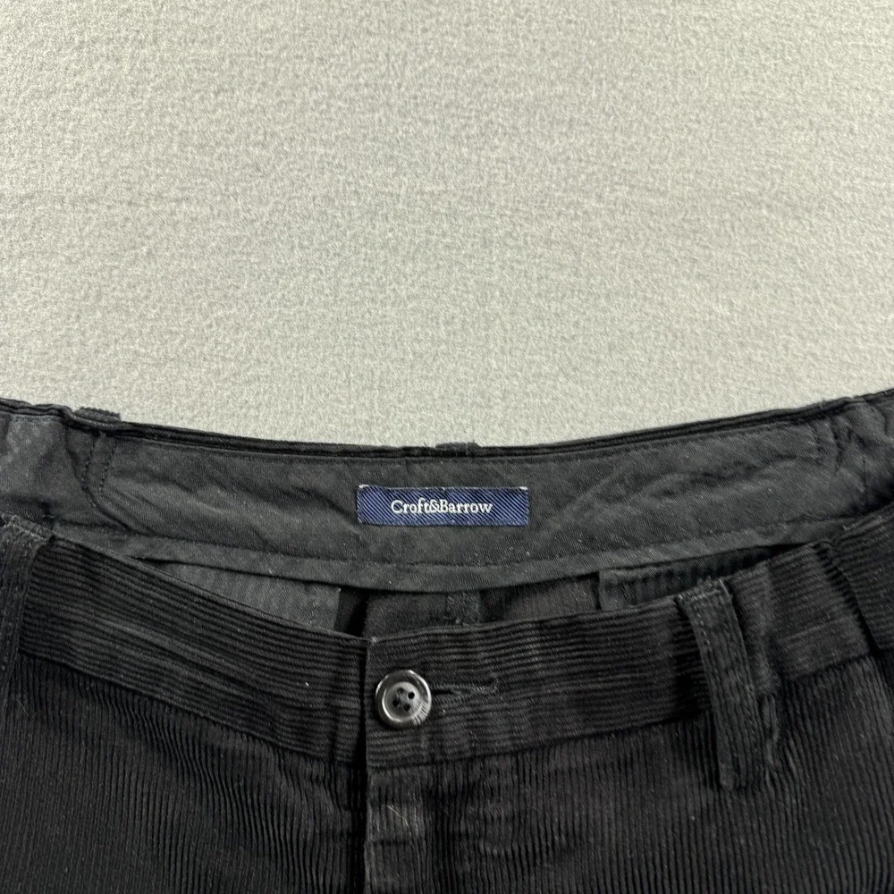 Croft & Barrow Pants Mens 38x32 Black Corduroy Chino Classic Fit Casual
