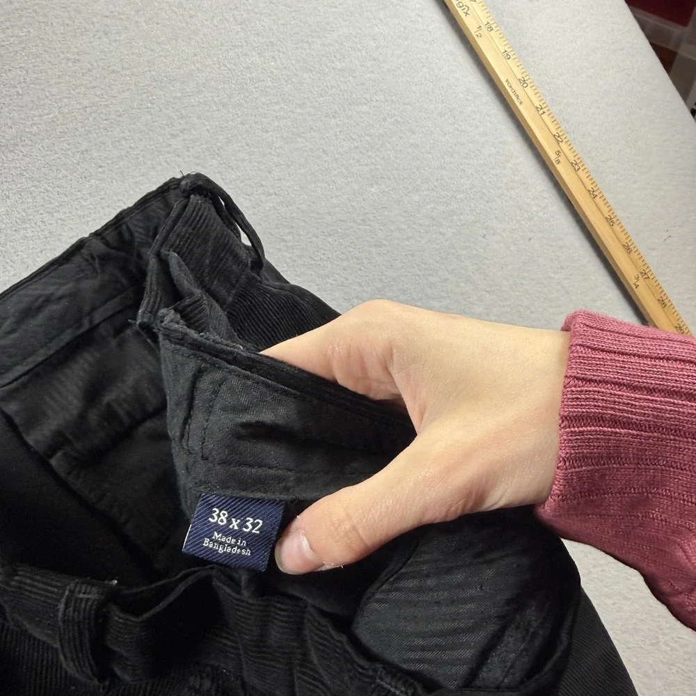 Croft & Barrow Pants Mens 38x32 Black Corduroy Chino Classic Fit Casual
