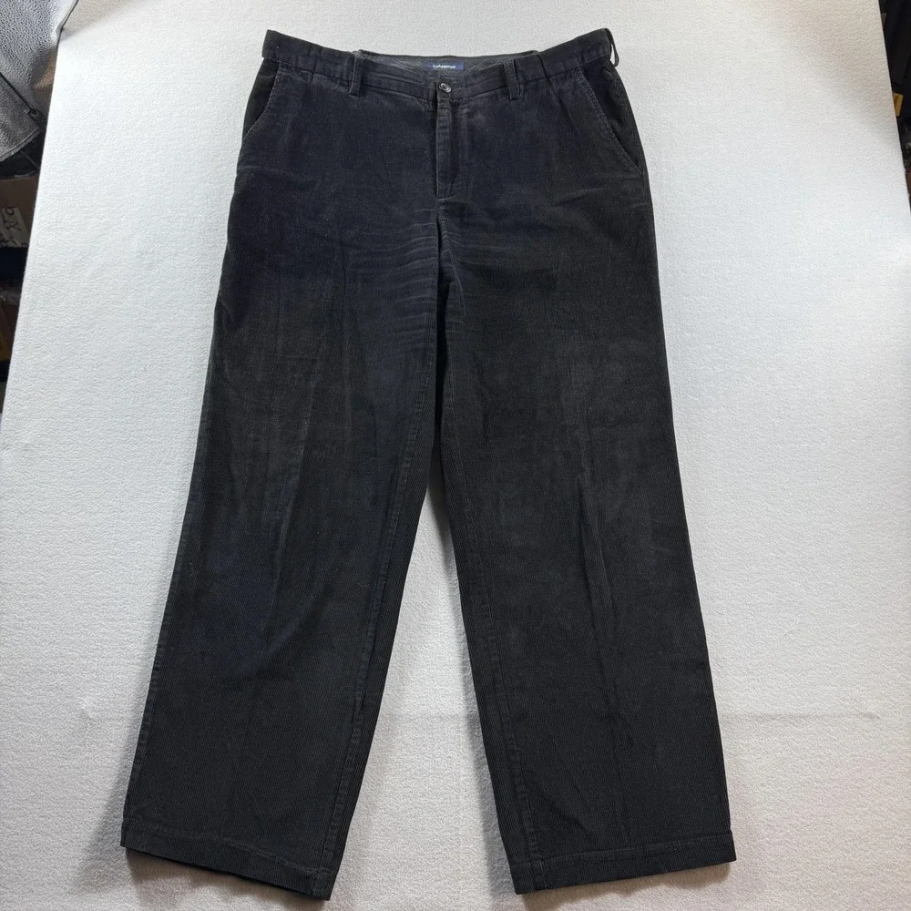 Croft & Barrow Pants Mens 38x32 Black Corduroy Chino Classic Fit Casual