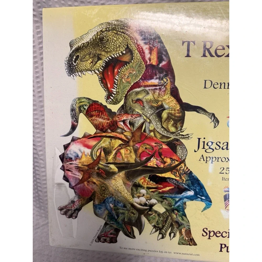 SunsOut Puzzle 1000 Pieces Shaped T-Rex Attack New Factory Sealed  25 x 26 inch