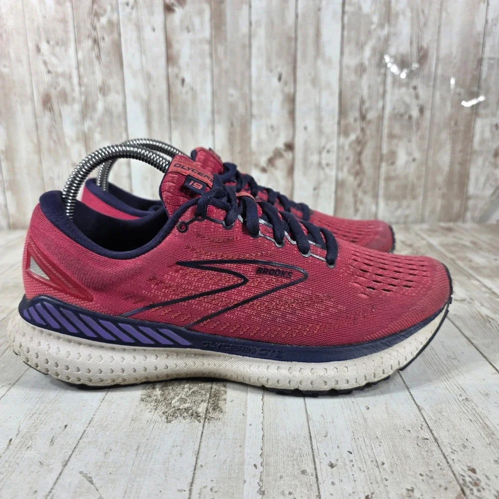 Brooks Glycerin GTS 19 Womens 9 Running Shoes Berry Pink Purple 1203441B623
