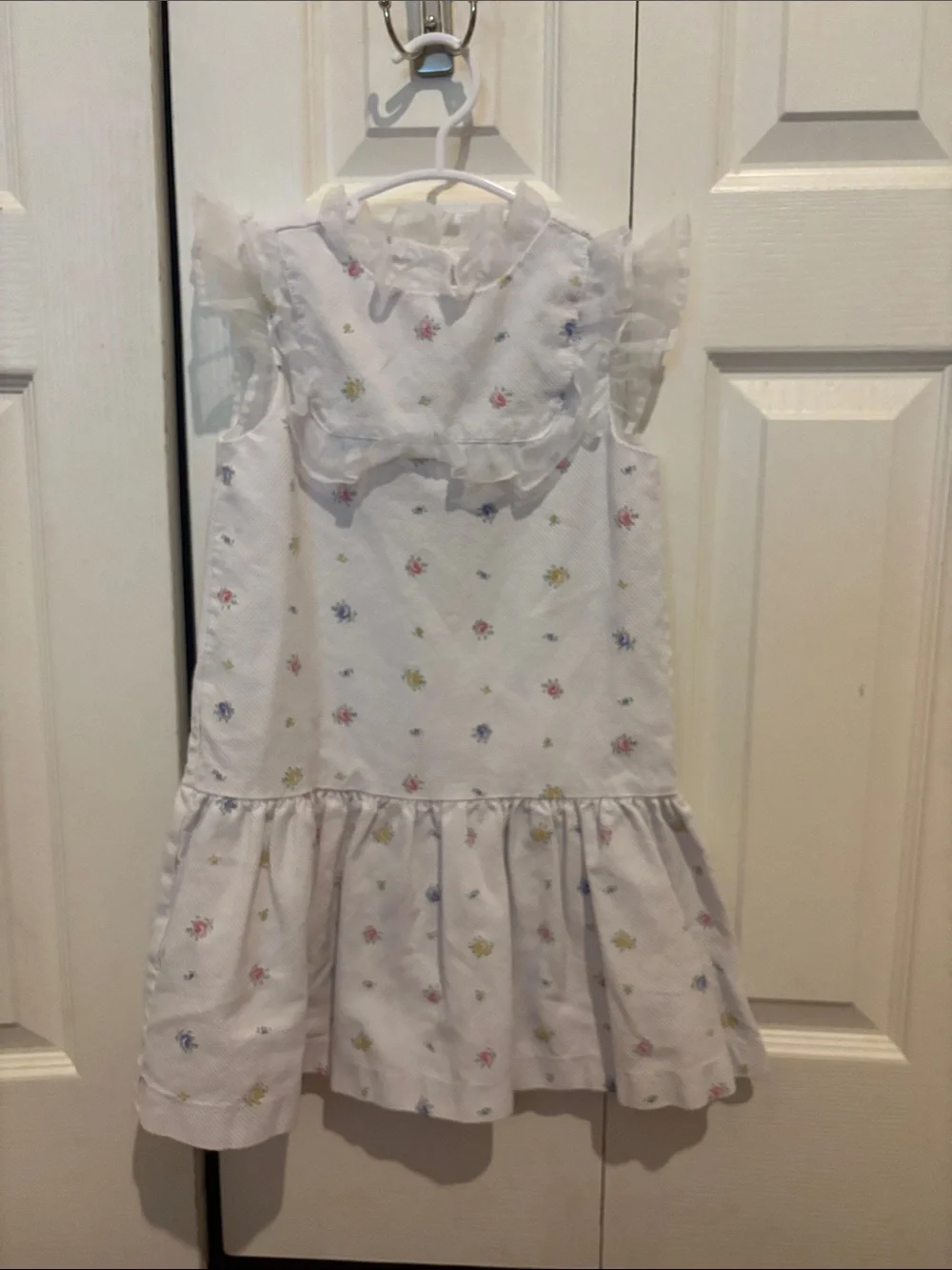Janie and Jack White Dress with Pink Blue and Yellow Floral Print
