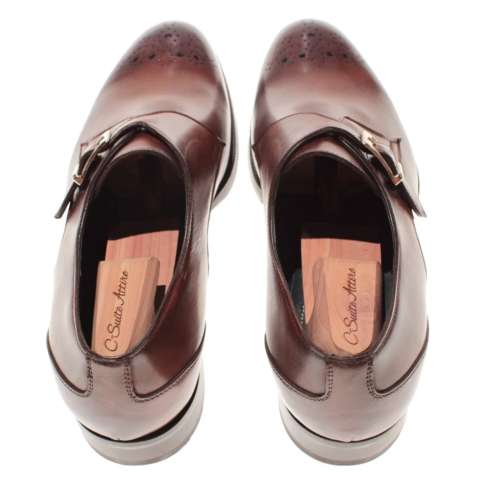 Pastori NWB Single Monk Strap Dress Shoes Size 11.5 US in Brown Leather