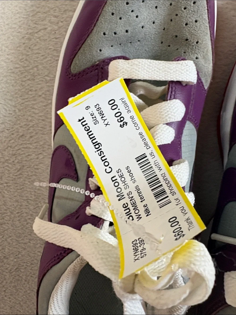 Nike Purple and Gray Low-Top Sneaker Heel Detail
