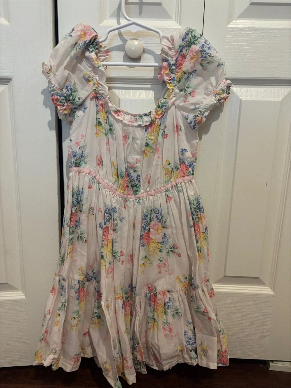 Janie and Jack White Floral Puff-Sleeve Dress