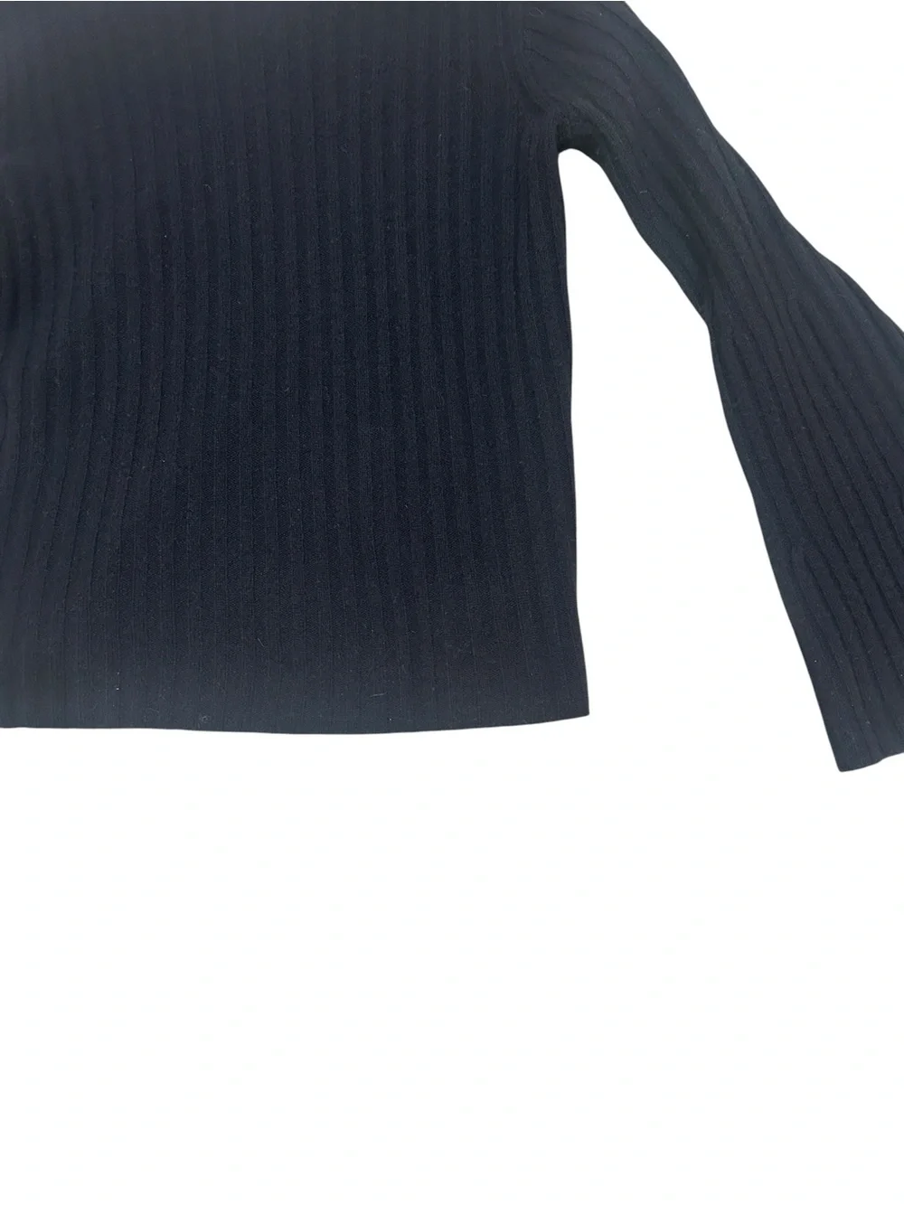 J. Crew Black Ribbed boatneck Long bell Sleeve Sweater size small