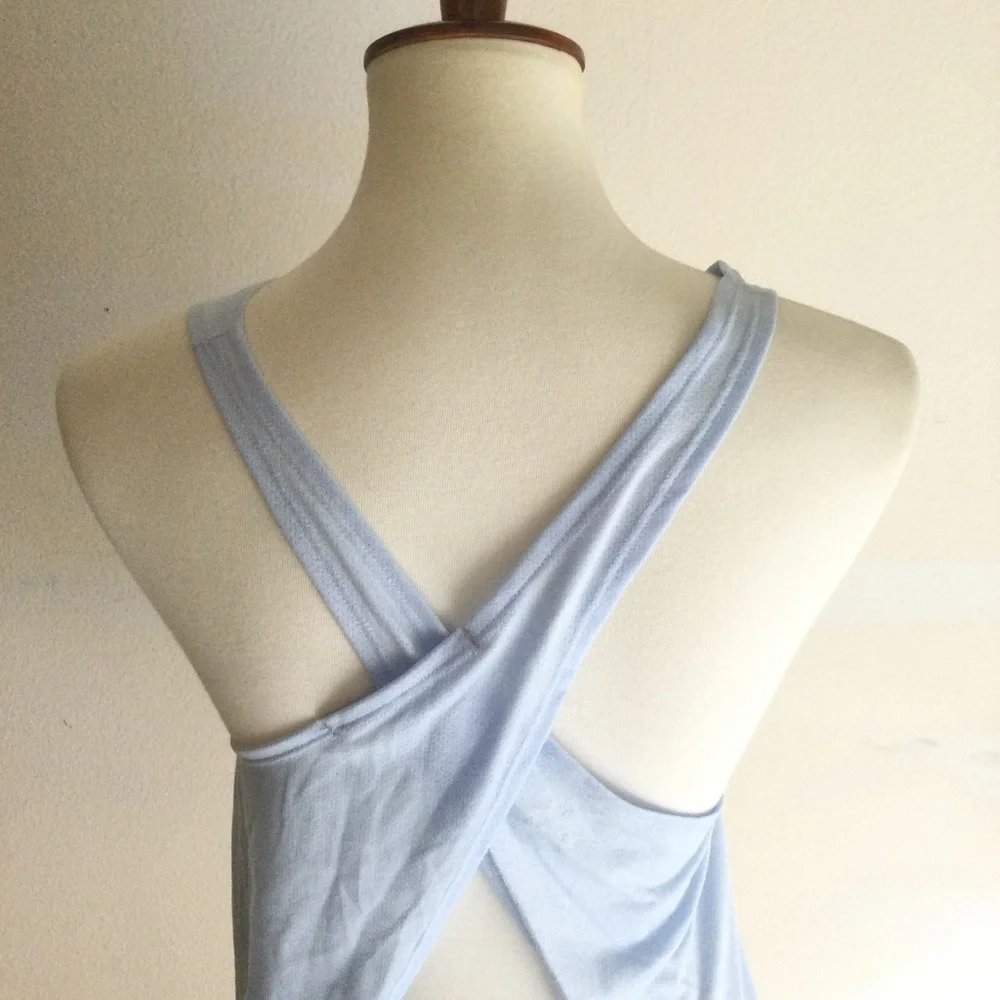 NIKE Running Dri-Fit Swoosh Crossback Tank Top Blue Sz Small