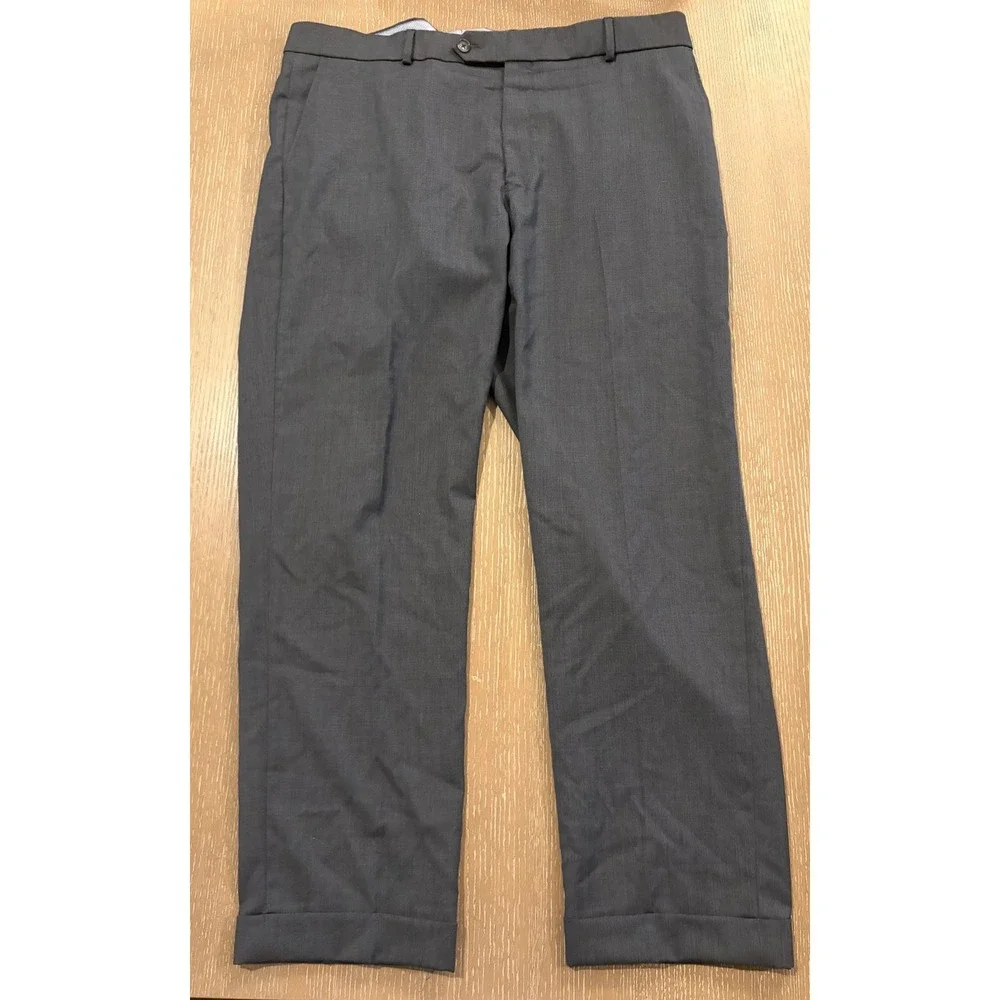 Ballin Classics Comfort EZE Super 120s Wool Pleated Cuff Gray Dress Pants 38/30