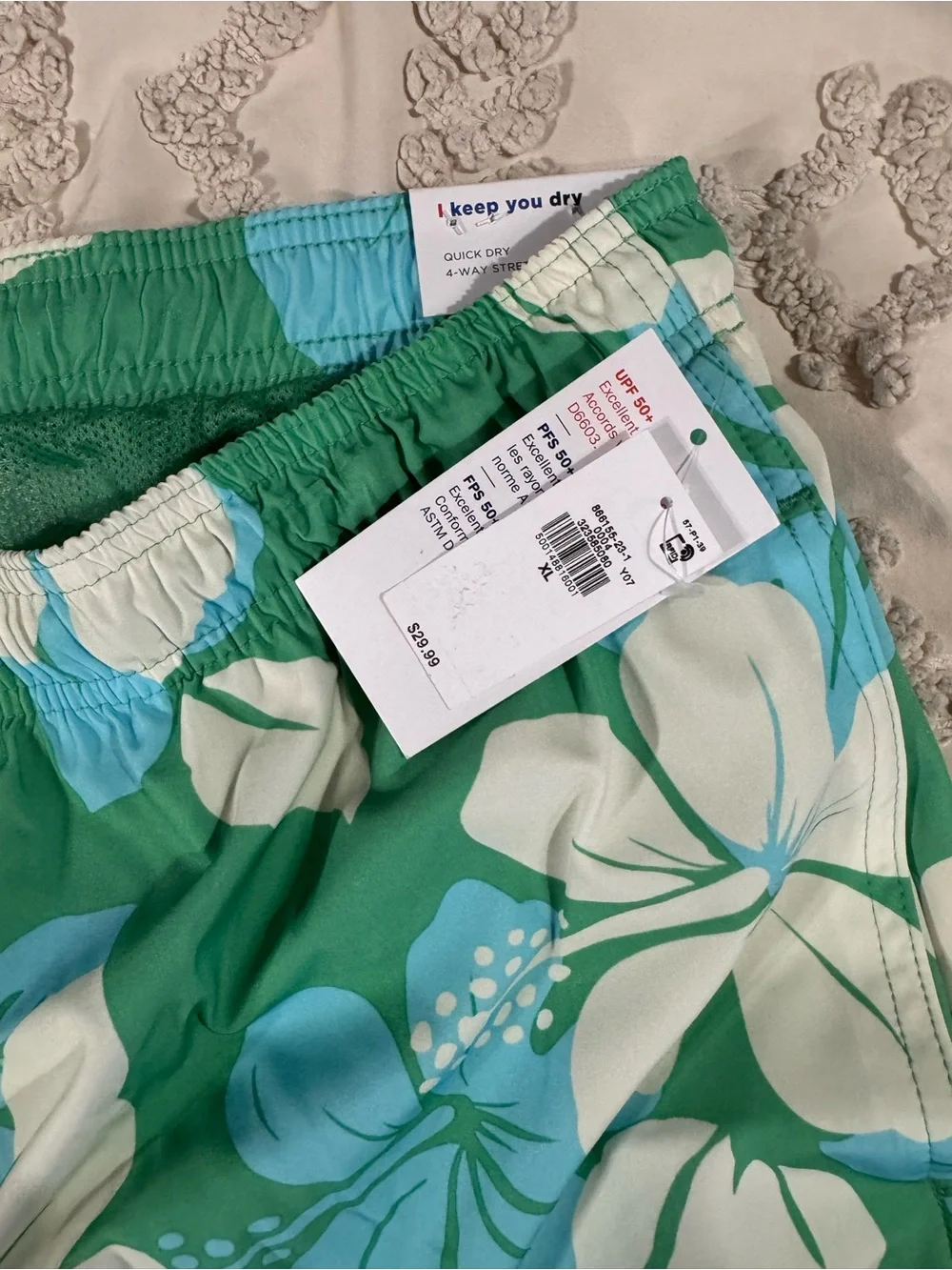 Old Navy Green, Blue & White Floral Swim Trunks