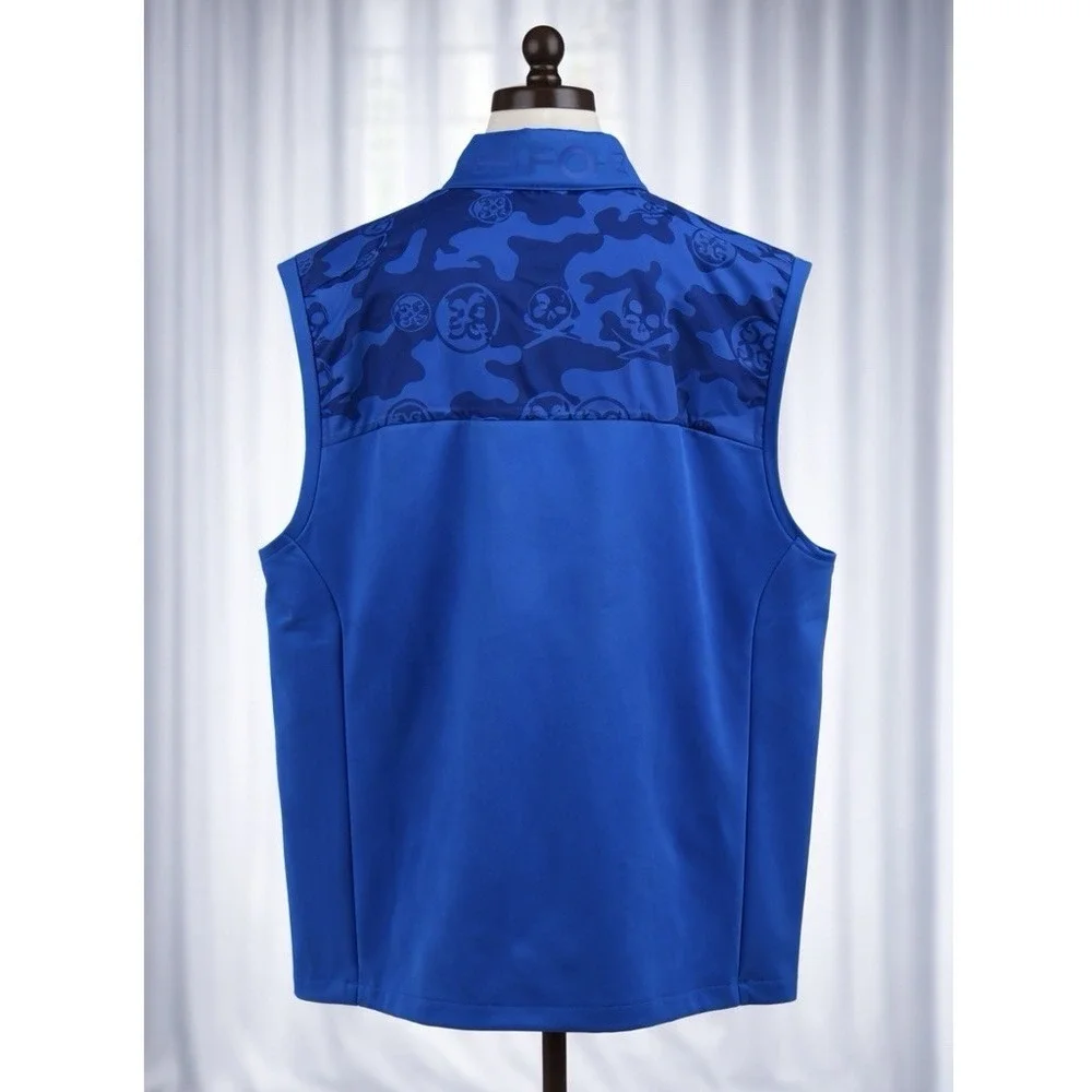 New G/Fore Golf Mens Exploded Camo Stretch Tech Vest Surf Blue‎ Pockets Size XL
