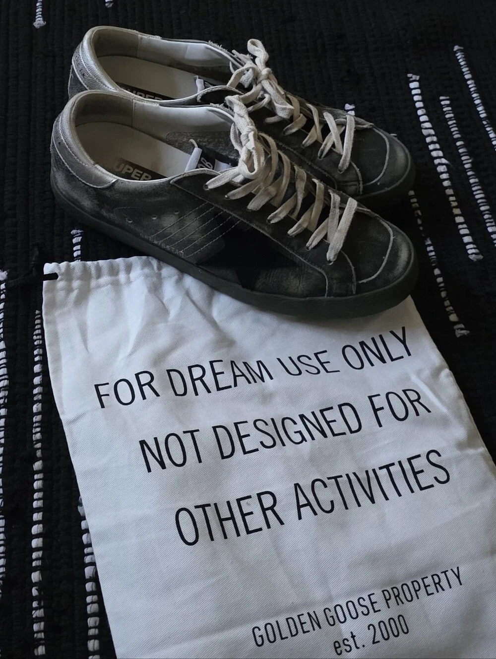 Golden Goose Black Silver Leather Super-Star Insole Sneakers