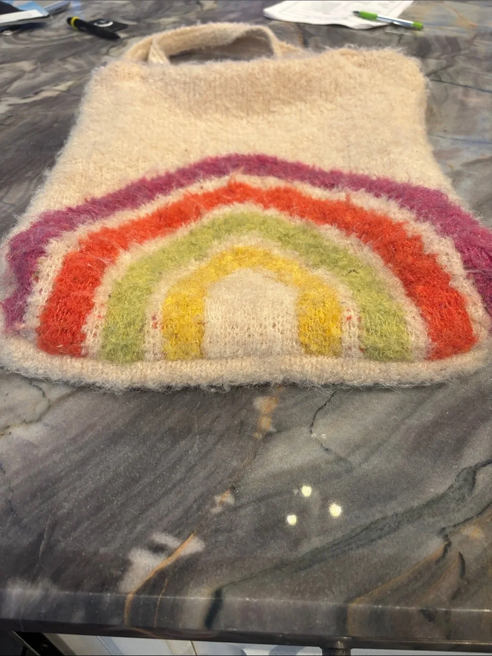 Free People Rainbow Fuzzy Tote Bag