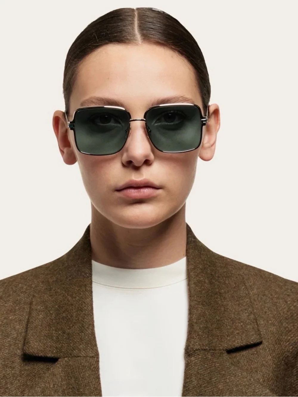 New Salvatore Ferragamo SF317S 750 Gold Frame Sunglasses with Dark Green Lenses