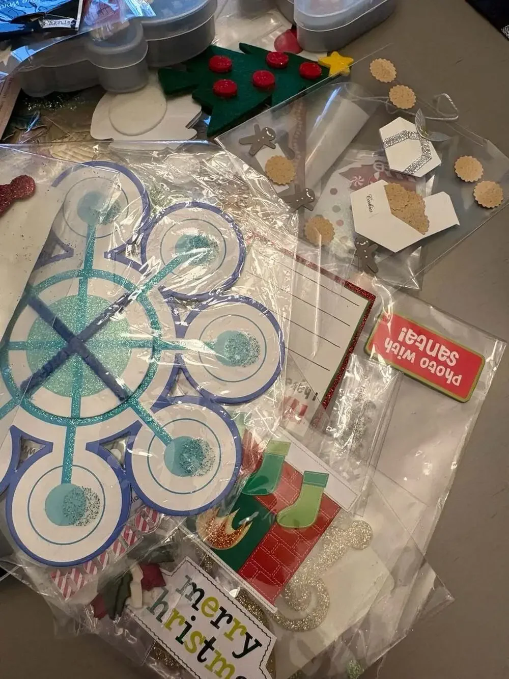 Assorted Christmas Scrapbooking and Card Making Craft Supplies Lot