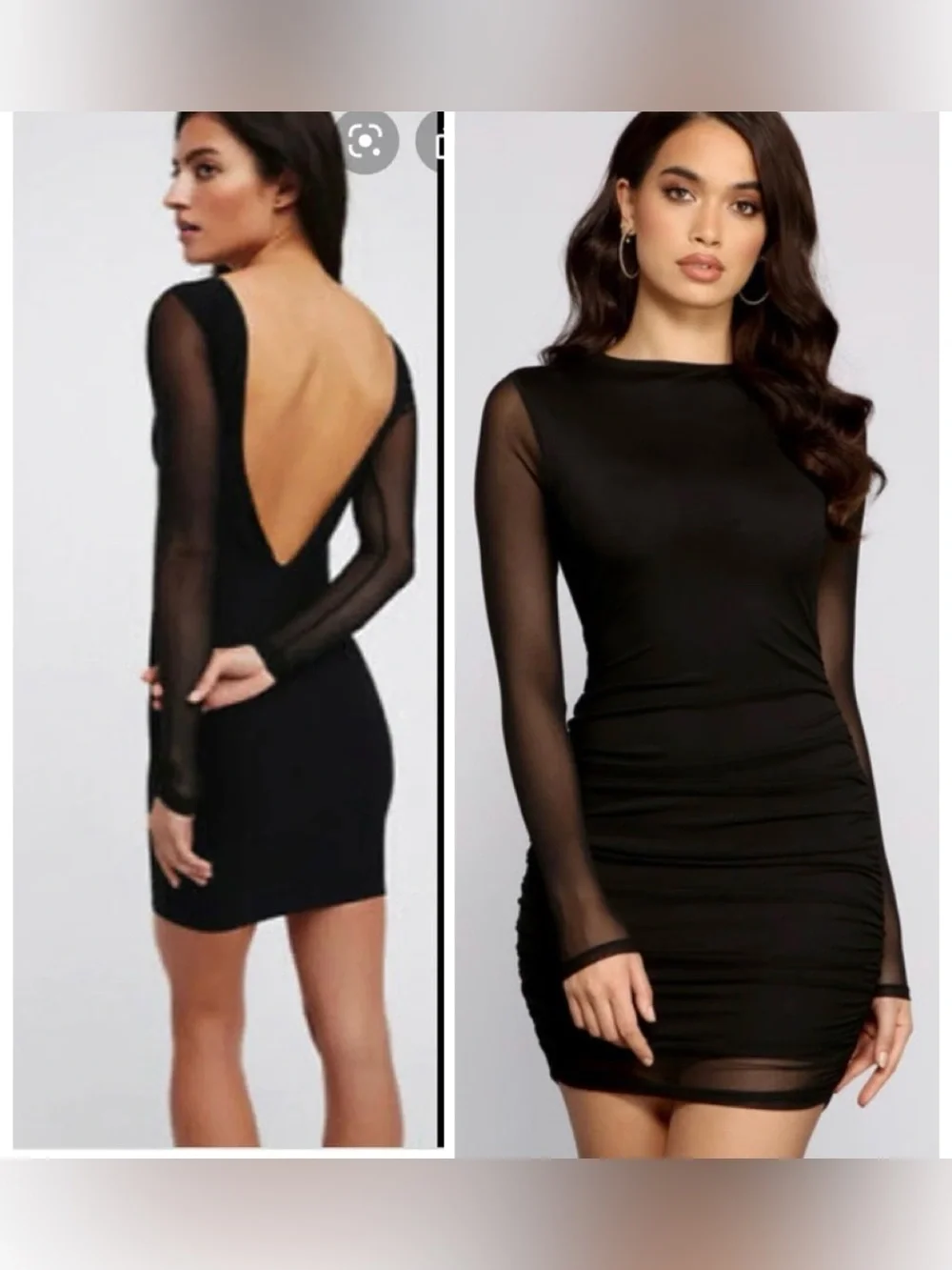 NWT Free People Intimately Scorpio Black Mesh Sleeve Bodycon Dress XS/S