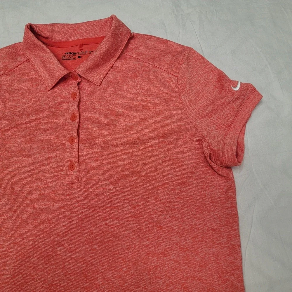 Nike Golf Dri-FIT Womens Polo Shirt Orange Heather Short Sleeve 725584-852 L